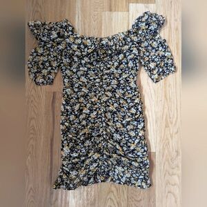 ASTR The Label Floral Ditsy Ruffle Neck Ruched Dress